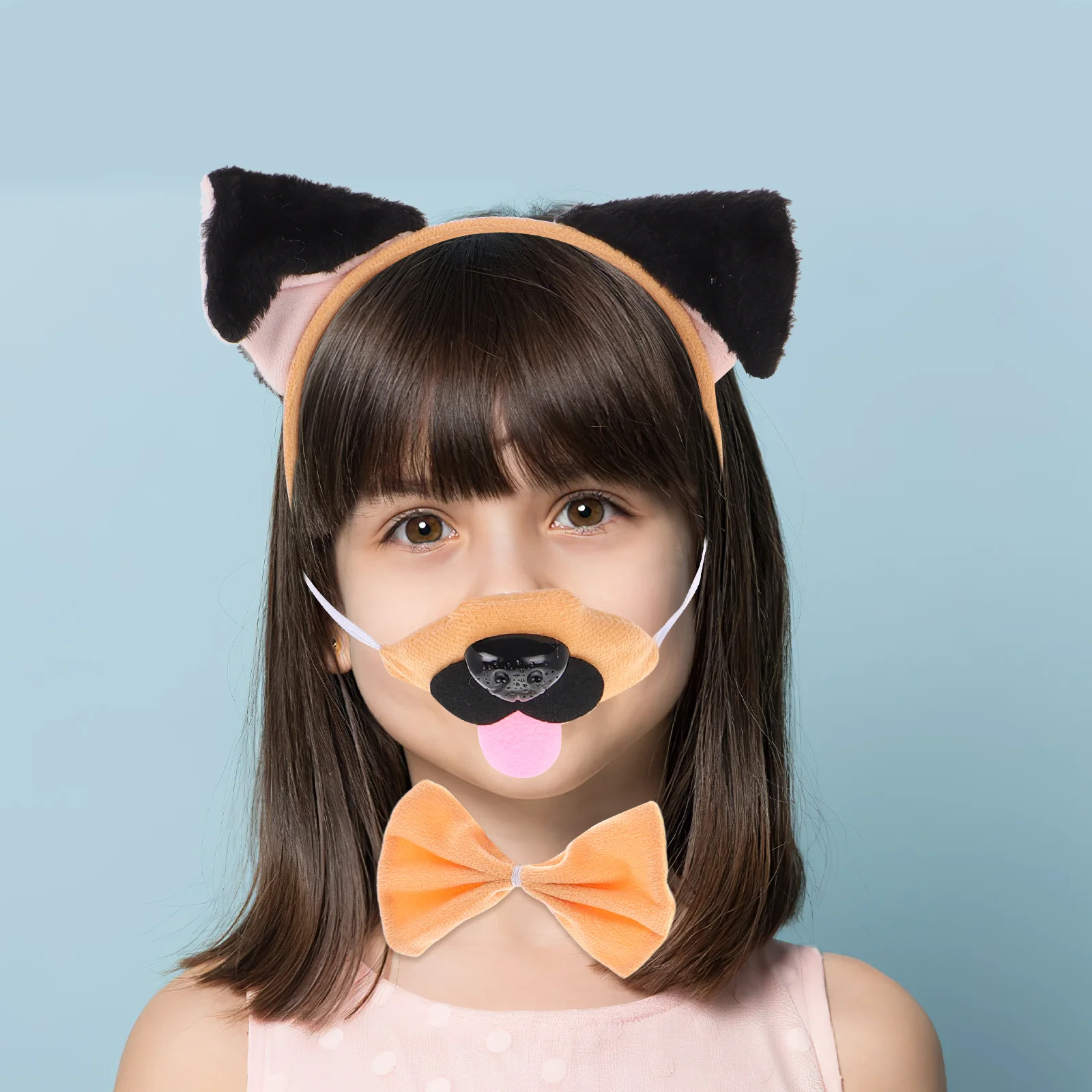 

1Set Children's Cosplay Set Cute Animal Ear Headband Tail Bowtie Party Costume Accessory for Halloween and Dress Up