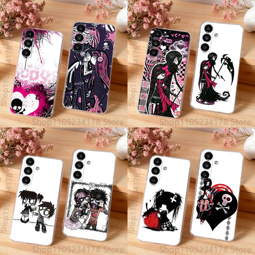 

Love Black and Cute Emo Transparent TPU Case for Samsung S21,S24,S30,S23,S25,S22,S20,S10,5G,FE,PIus,Lite,Ultra