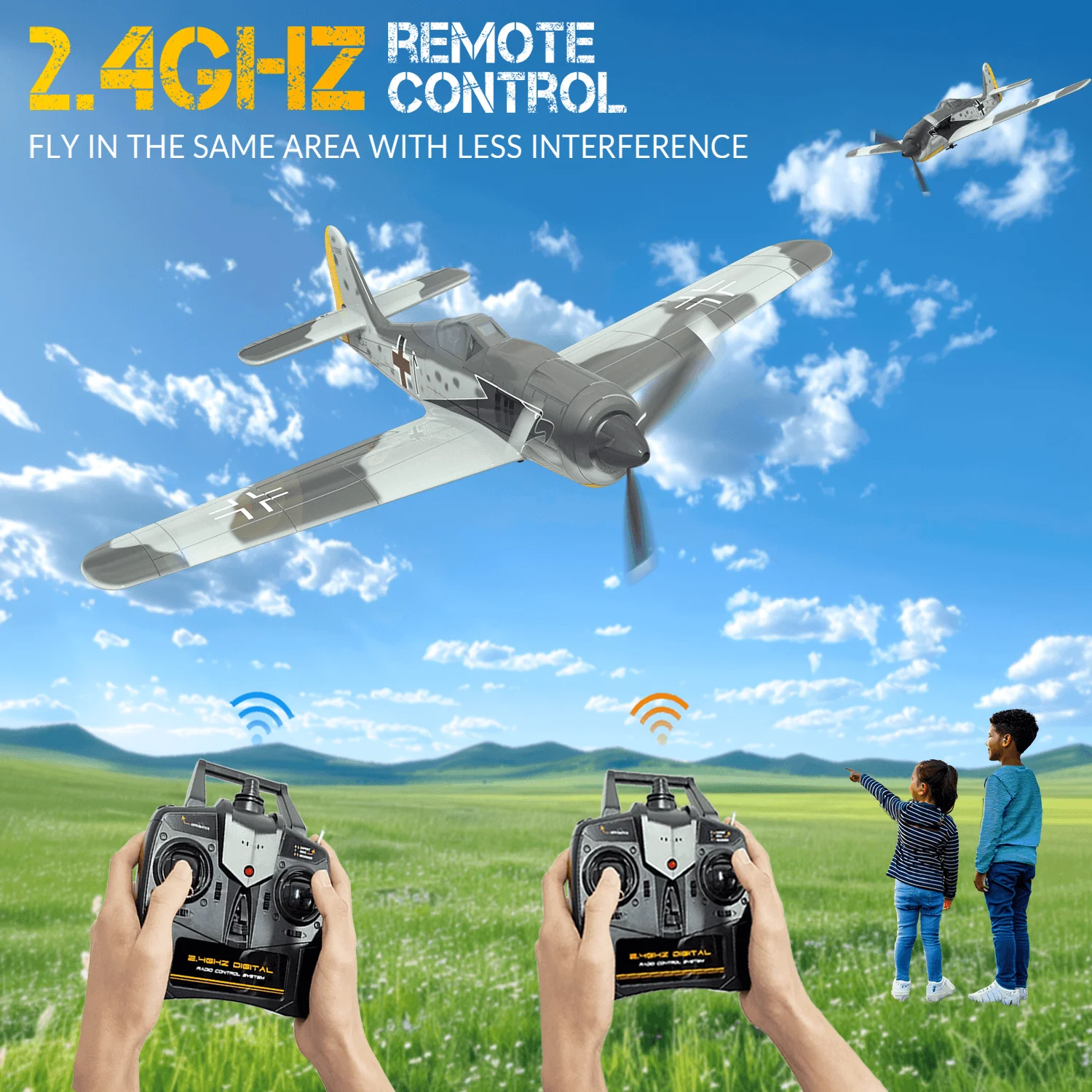 طائرات Volantex RC للبالغين، طائرة مقاتلة RC 4-CH FW190، بهلوانية بمفتاح واحد، ثابتة وآمنة، مناسبة للنشاط الخارجي