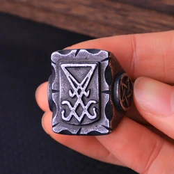 Fashion Vintage Stainless Steel Cross Rings for Men's Punk Creative Amulet Pentagram Ring Personality Jewelry Gift Wholesale