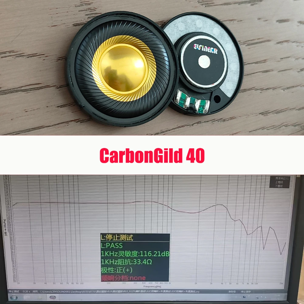 ELFINEAR CarbonGild 40 1 Para 40mm Karbonowe, Złocone Głośniki Kopułkowe z Włókna Węglowego, Opcje 32Ω/300Ω — zdjęcie produktu 6