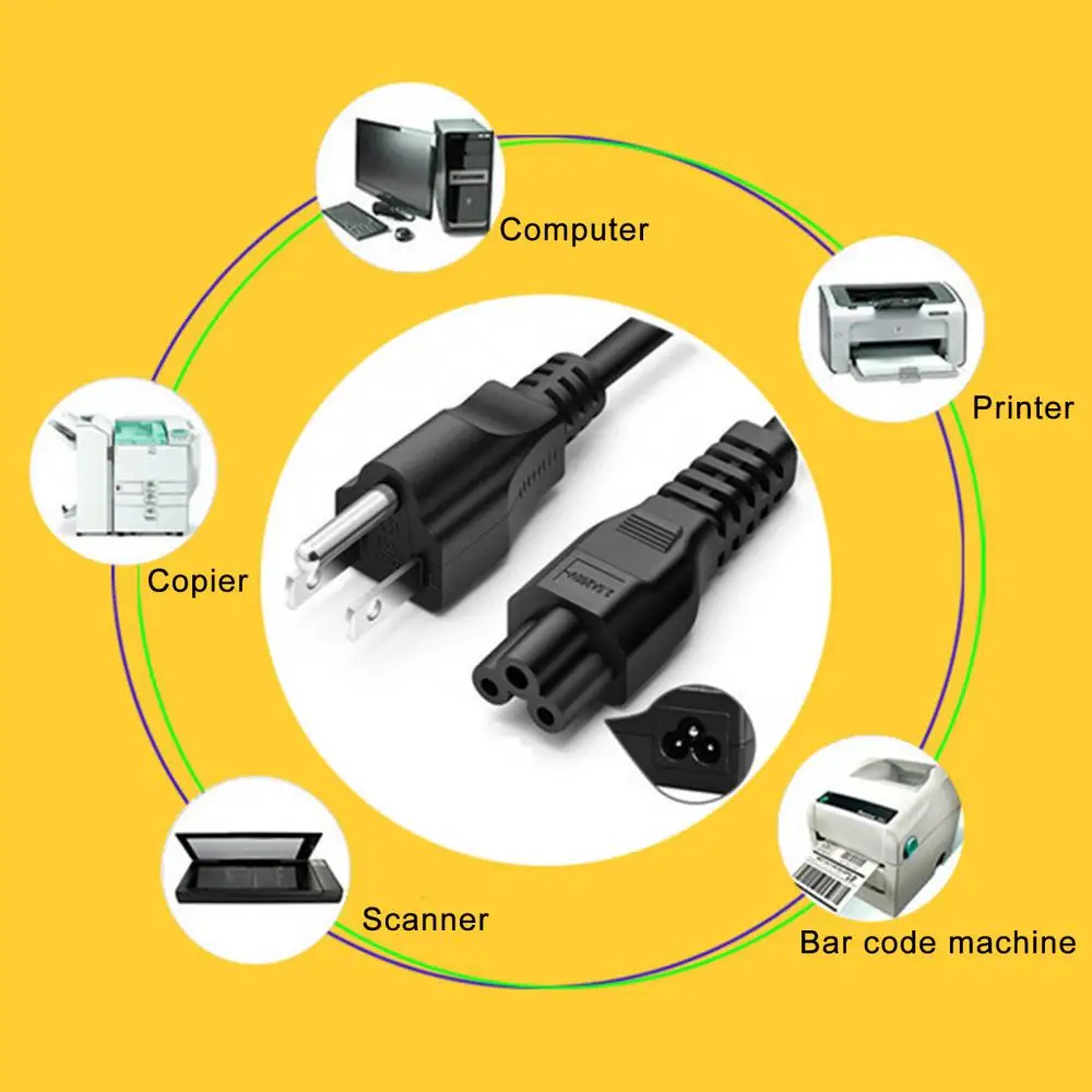 1.2/1.5m Universal Laptop Charger Plug Power Adapter Cord Cable with EU/US Plug