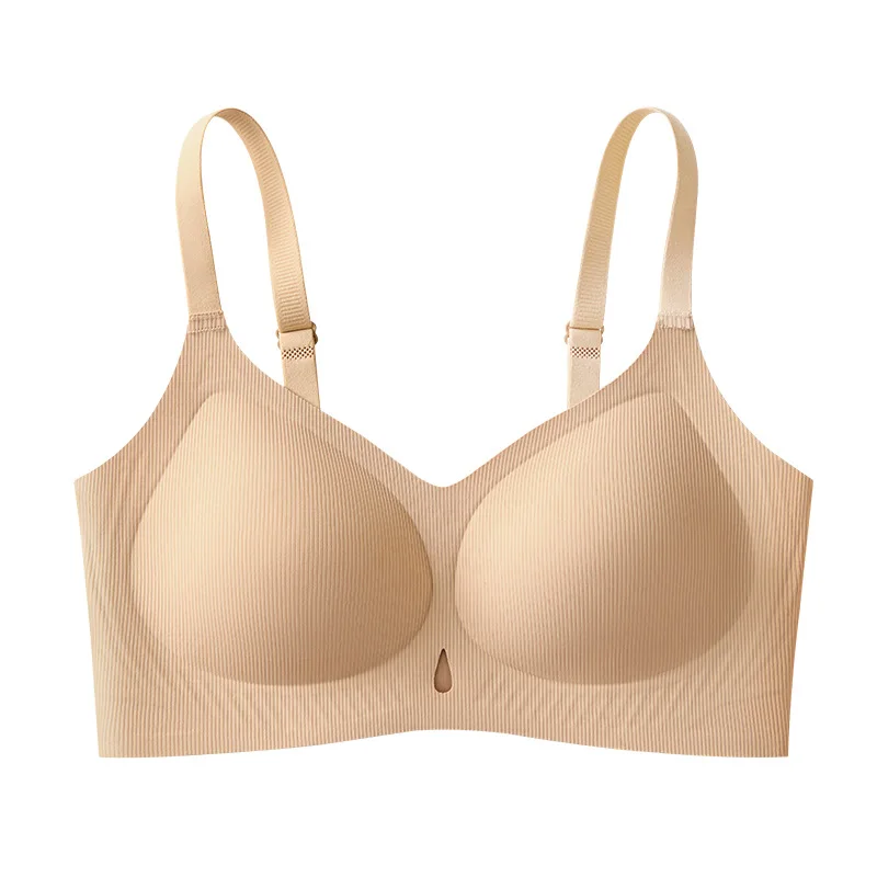 

New Seamless Jelly Soft Support Bra Small Chest Gathered Wireless Comfortable Breathable Hollow Simple Women's Bra