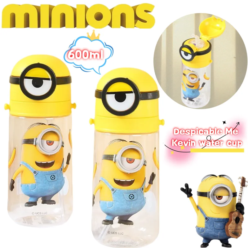 Vaso de Agua de Minions, El Plan de Escape de Grinch, con Diseño Creativo de Kevin, Impresión de Dibujos Animados de Alta Calidad, Gran Capacidad, Portátil, para Estudiantes