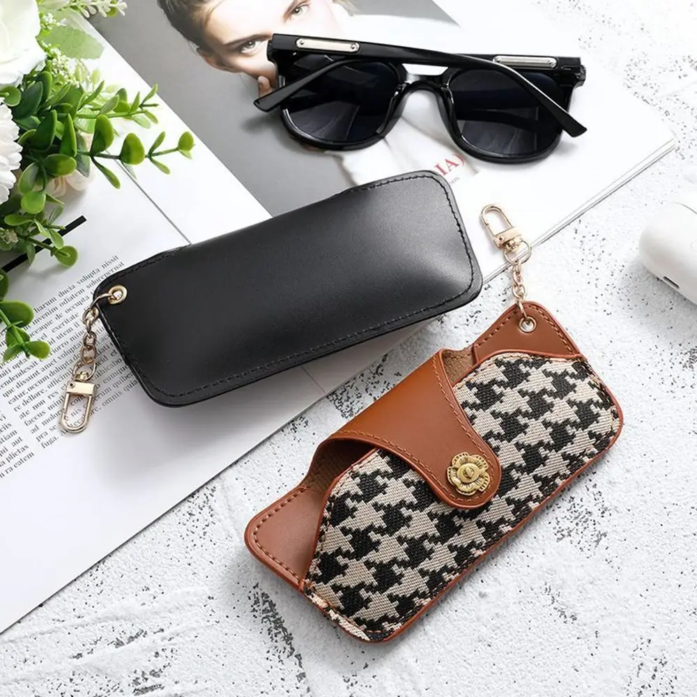 

Printing Houndstooth Glasses Bag Korean Style Sunglasses Pouch Glasses Storage Bag PU Leather Eyewear Protector Case