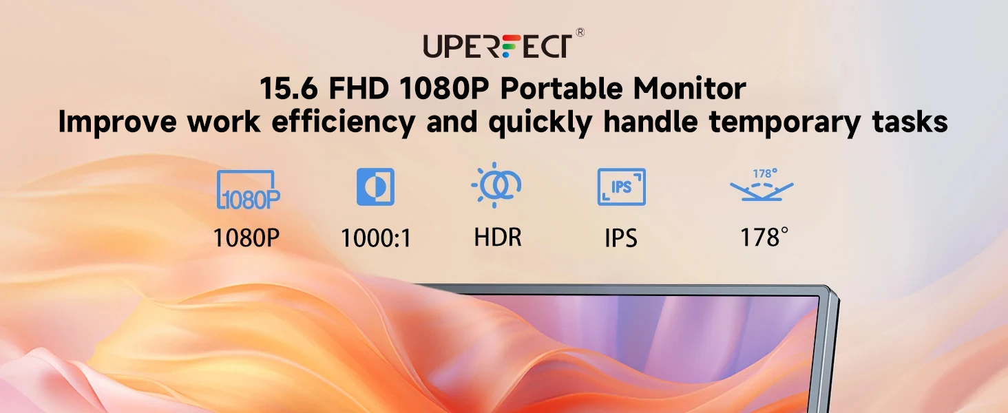 UPERFECT 15,6 Zoll LCD-Monitor Tragbarer ultradünner 1080P IPS FHD USB Typ C Display für Laptop Telefon XBOX Switch PS5 Gaming-Bildschirm – Detail 2