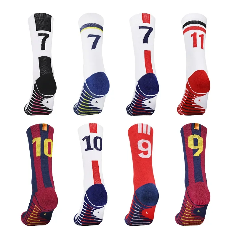 

Men's Professional Soccer Socks Men's Anti-slip Combat Training Socks Towel Bottom Word Number Ball Socks Mid-barrel Sportssocks