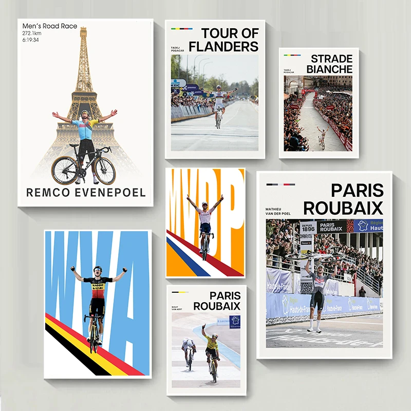 Affiches de cyclisme de la culture physique moderne, impressions de joueur Wout Van Aert, peinture sur toile, images d'art mural, décoration pour la maison et le salon
