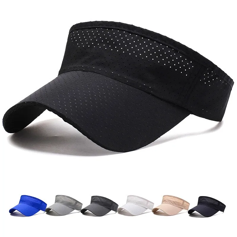 Letnie oddychające kapelusze przeciwsłoneczne Mężczyźni Kobiety Regulowany daszek Ochrona UV Top Pusty Solidny sportowy tenis Bieganie Czapka