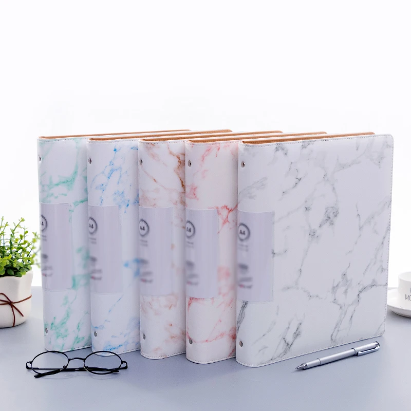 Imagem -02 - Folha Solta Capa de Couro Ring Binder Marble Notebook Organizer pu Capa Pasta Shell Faça Você Mesmo Binding Papelaria Alto Grau a4