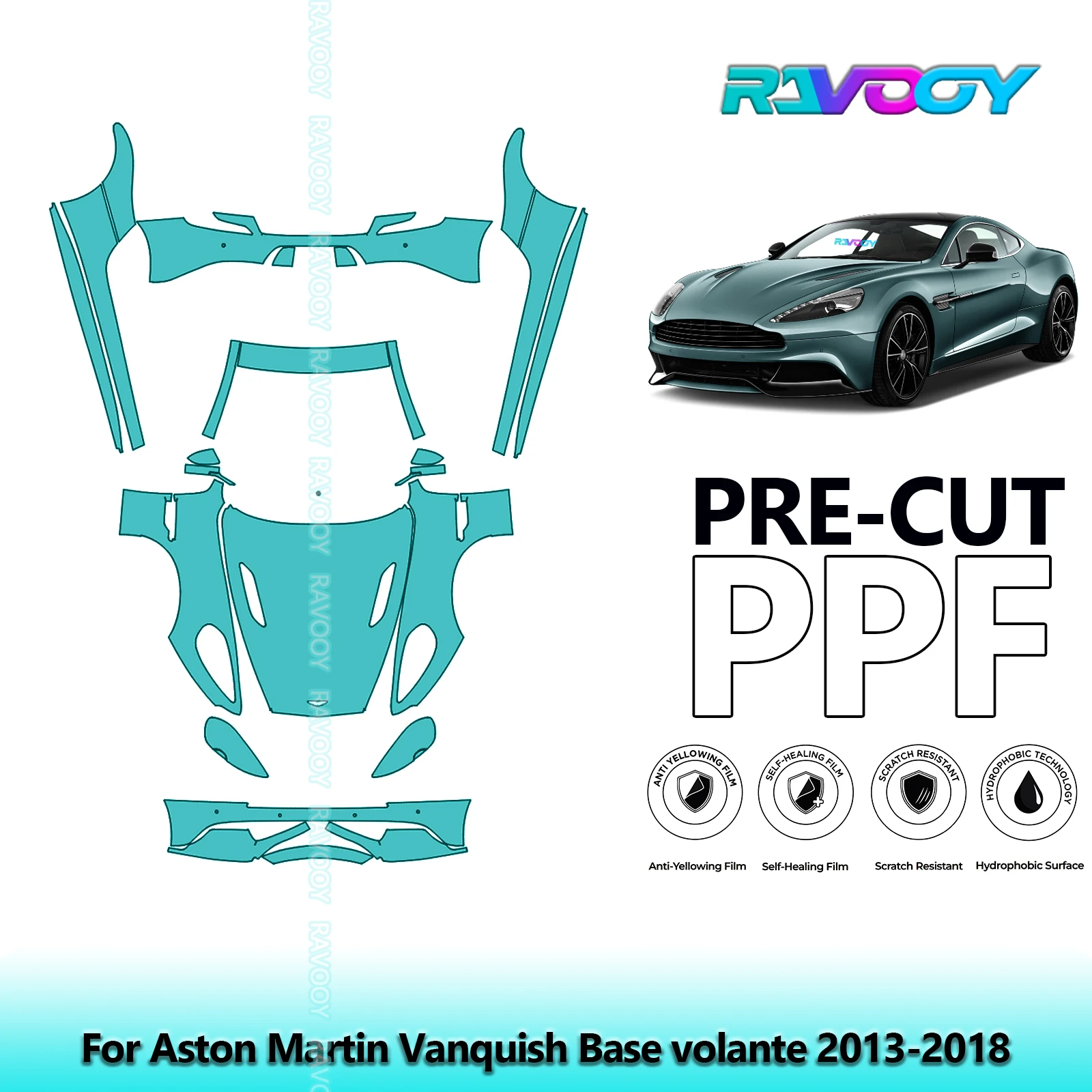 

Front Kit+Rockers+Rear Bumper Clear Bra Precut PPF Paint Protection Film For Aston Martin Vanquish Base volante 2013-2018