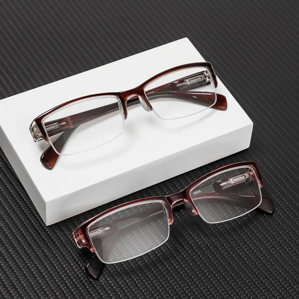 Square Half Frame Reading Glasses Women Men Portable Diamond-cut Presbyopia Eyeglasses Ultralight Spring Hinge Hyperopia Eyewear