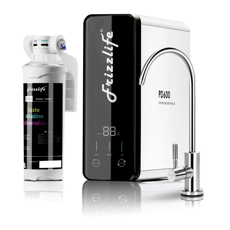 Frizzlife RO Reverse Osmosis Water Filtration System 600 GPD High Flow,Tankless,Reduce TDS,Compact,Alkaline Mineral PH