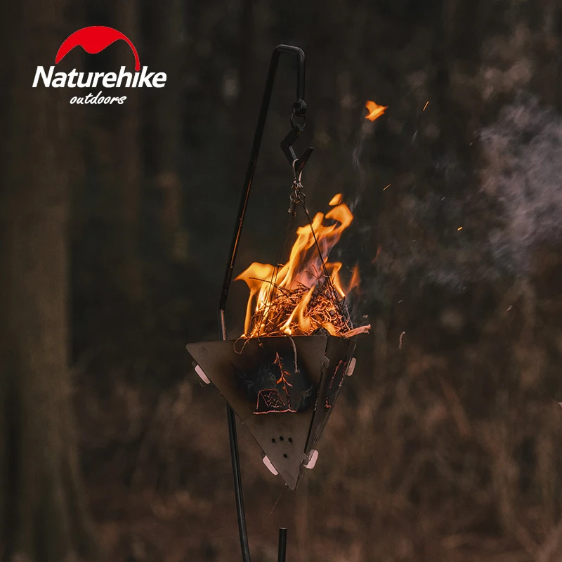 Naturehike Outdoor Stainless Steel Triangle Burning Stove BBQ Campfire UltraLight Portable Hanging Stove Camping Hiking Stove