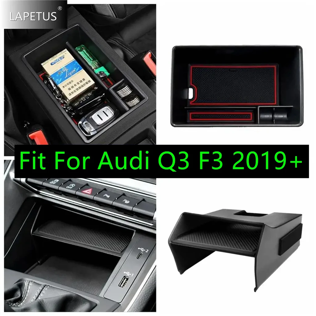 

Fit For Audi Q3 F3 2019 - 2024 Auto Interior Accessories Central Control Multifunction Container Storage Box Phone Tray Cover