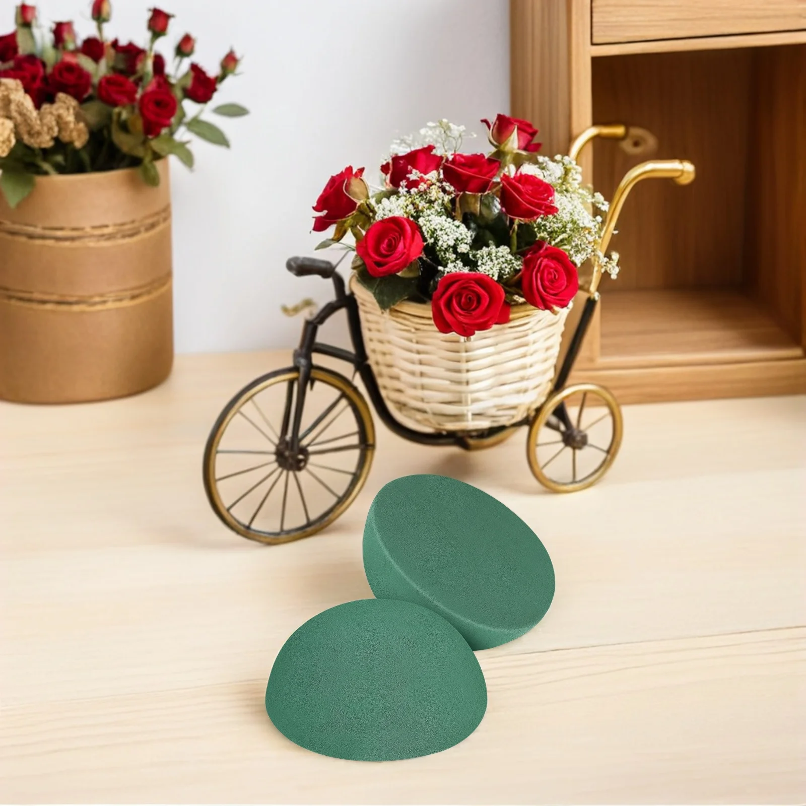

6pcs Foam For Flower Arrangements Green Floral Foam Half Balls Hemisphere Flower Arrangements Mud For Wedding Bouquet Craft