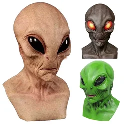 Halloween Alien Mask Full Face Scary Horror Alien Super Soft Latex Head Cover Decoration Funny Cosplay Costume Creepy Party Prop