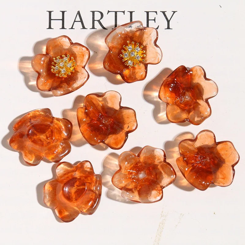 

Wholesale 50pcs/lot color print cartoon flowers shape resin cabochon beads diy jewelry garment hair accessory