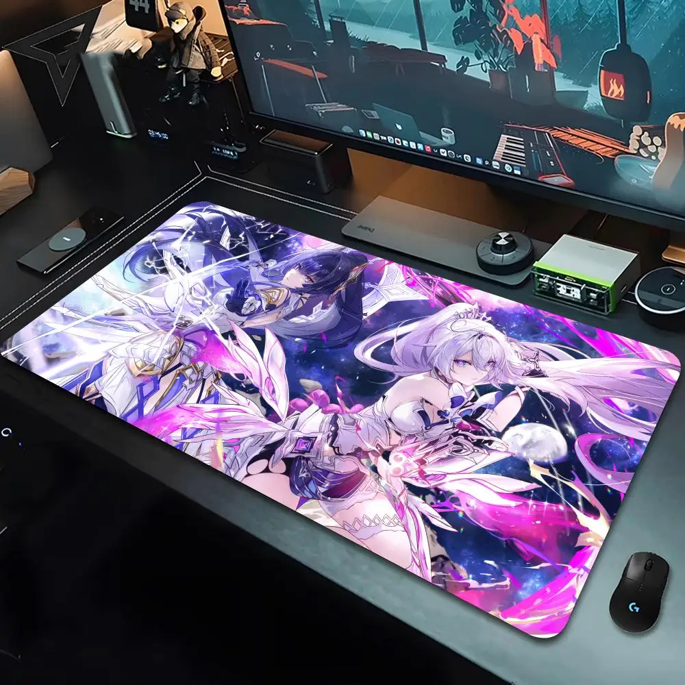 H-Honkai I-Impact Mouse Pad 80x40cm Cool XL Lockedge Office Computer Desk Mat Table Keyboard Big Mouse Pad Laptop Cushion
