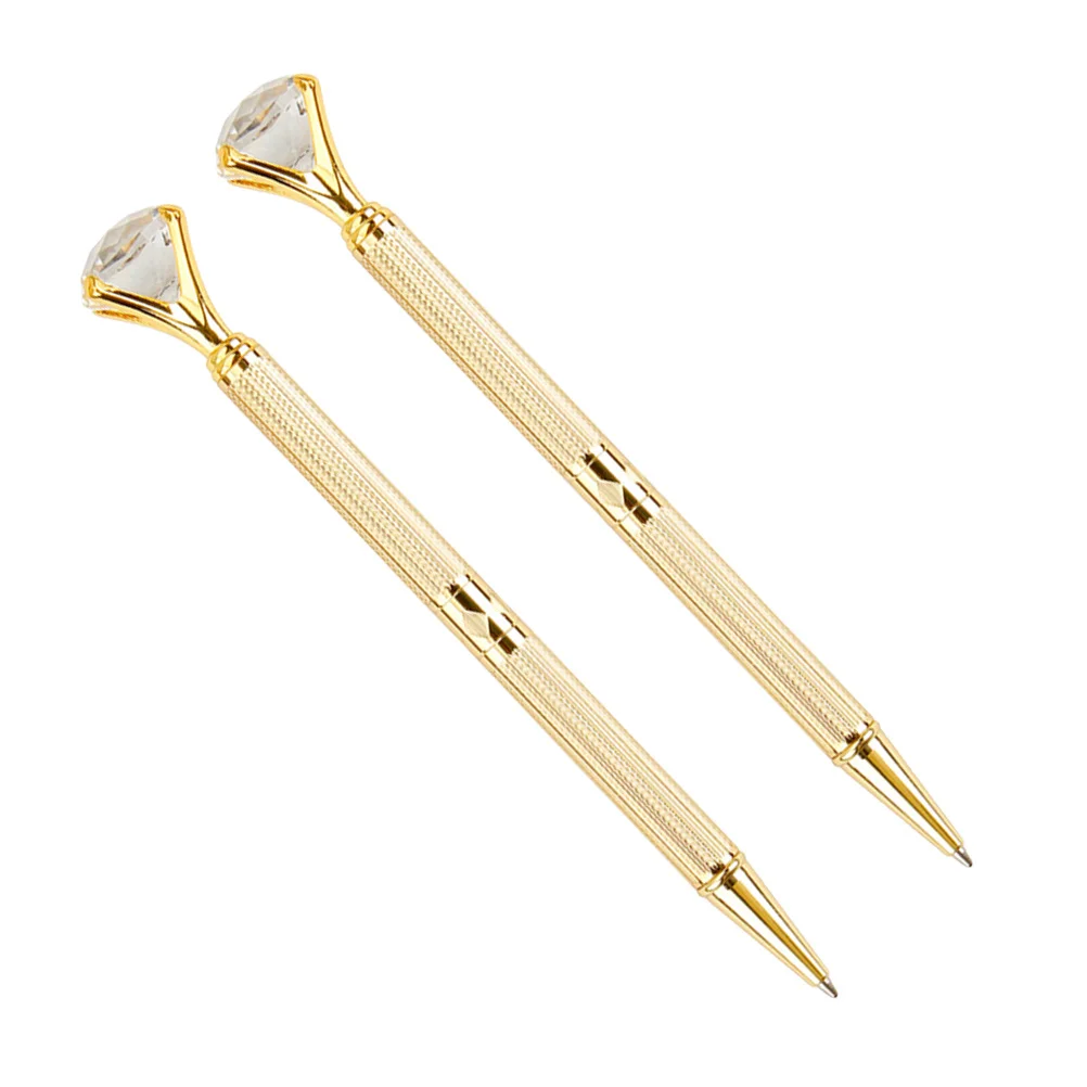 2pcs Carved Diamond Pen Gold Metal Ballpoint Roller Pens Fine Point Smooth Writing For Office School Work Study Gift Pens