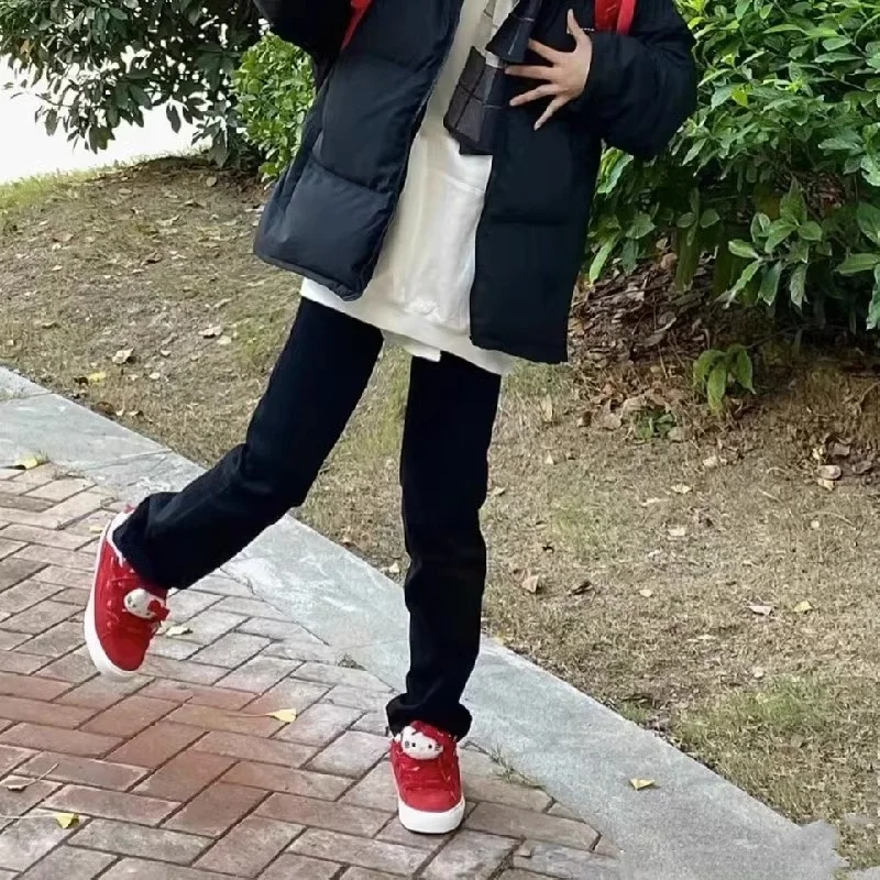 Bla High-Waist Straight-Leg Stretch Denim Jeans Women's Retro Slim Fit Autumn New plus Size Elastici Cigarette Pants