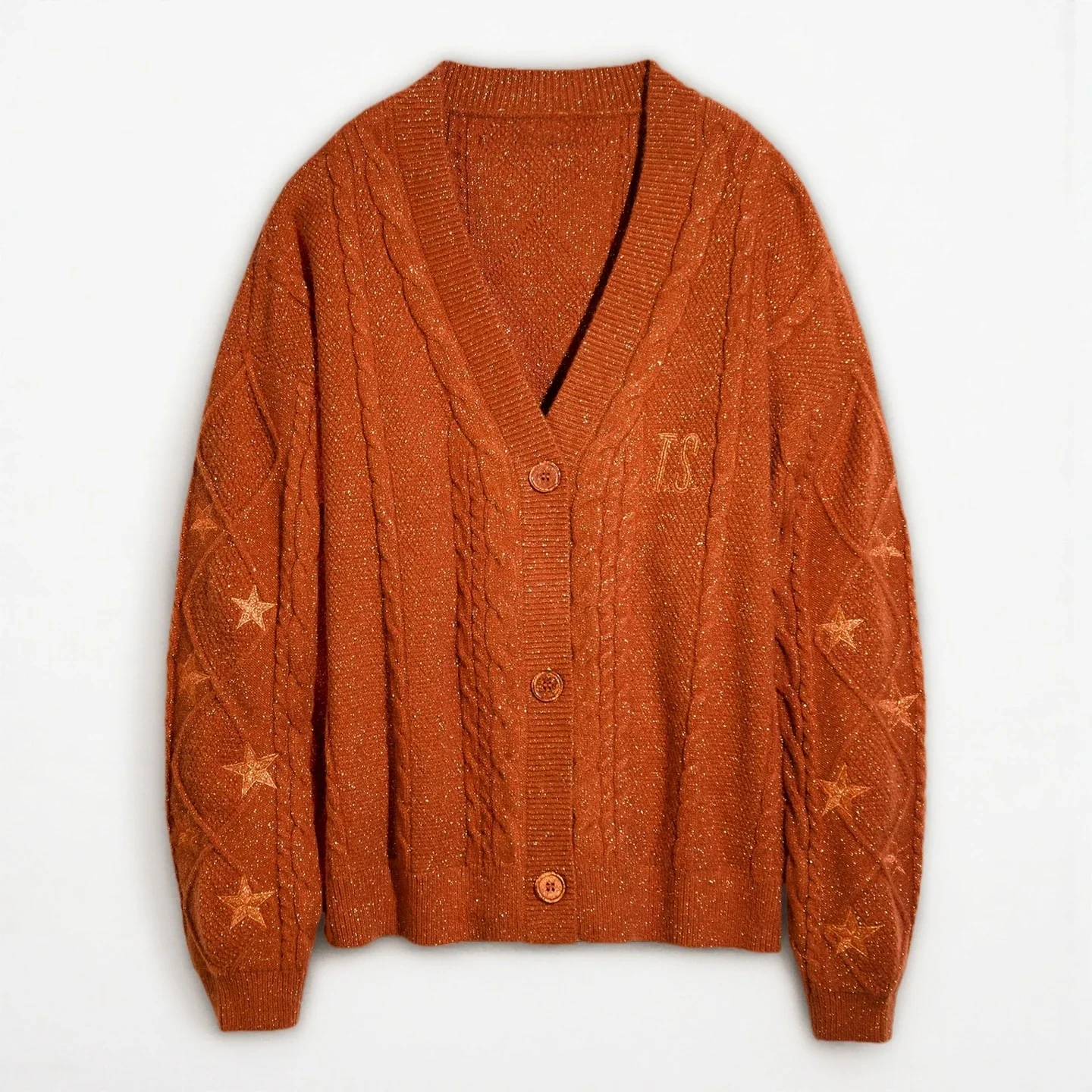 

Bella Trend Autumn Showgirl Orange Cardigan Long Sleeves Cardigans for Woman Red Maple Leaf Embroidered Leaves Knitted Cardigan