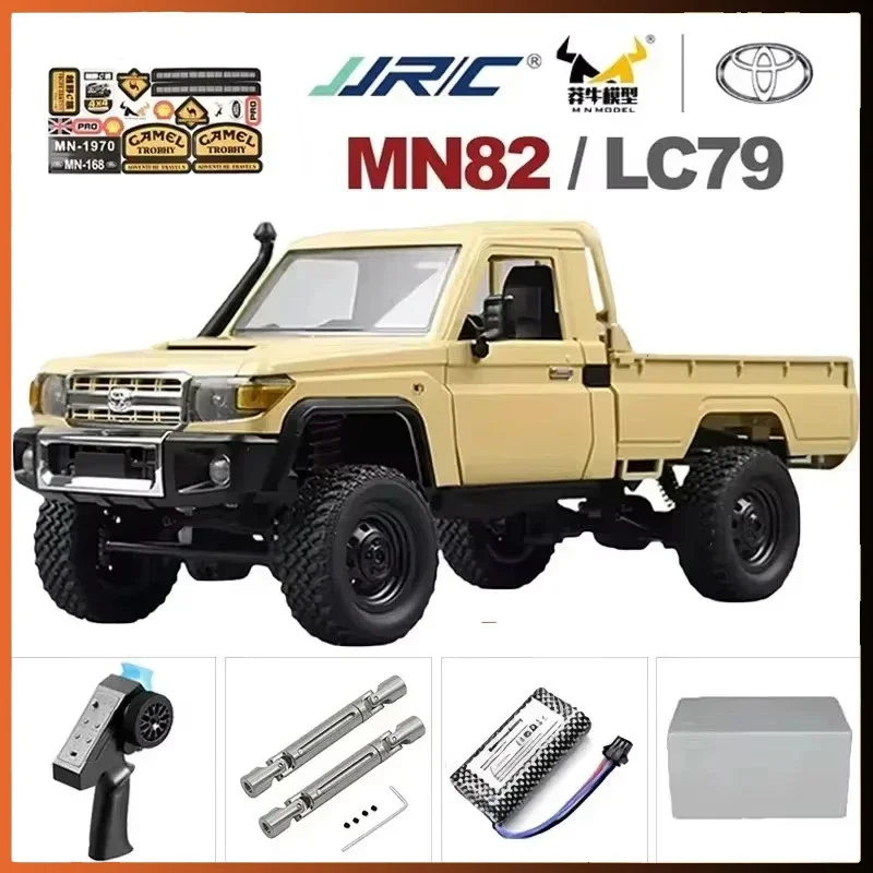 Mn mn82 1:12 carro rc retrô com luzes led simulação em escala completa lc79 profissional 4wd captador de controle remoto brinquedos modelo de caminhão rc