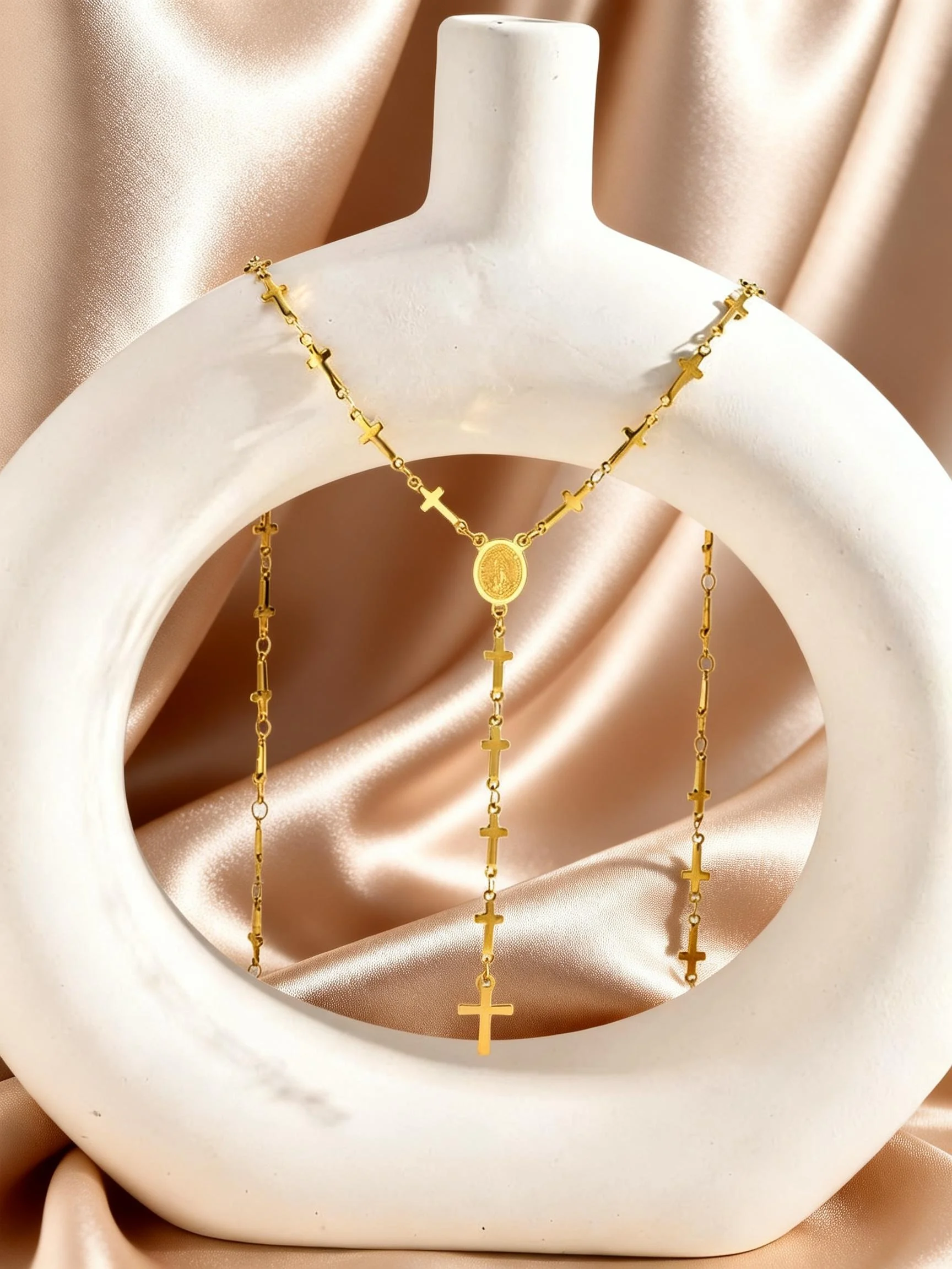 Stainless Steel Cross Chain Virgin Mary Pendant Y-shaped Long Necklace for Women, Holy Spirit Pray Religious Jewelry Gift