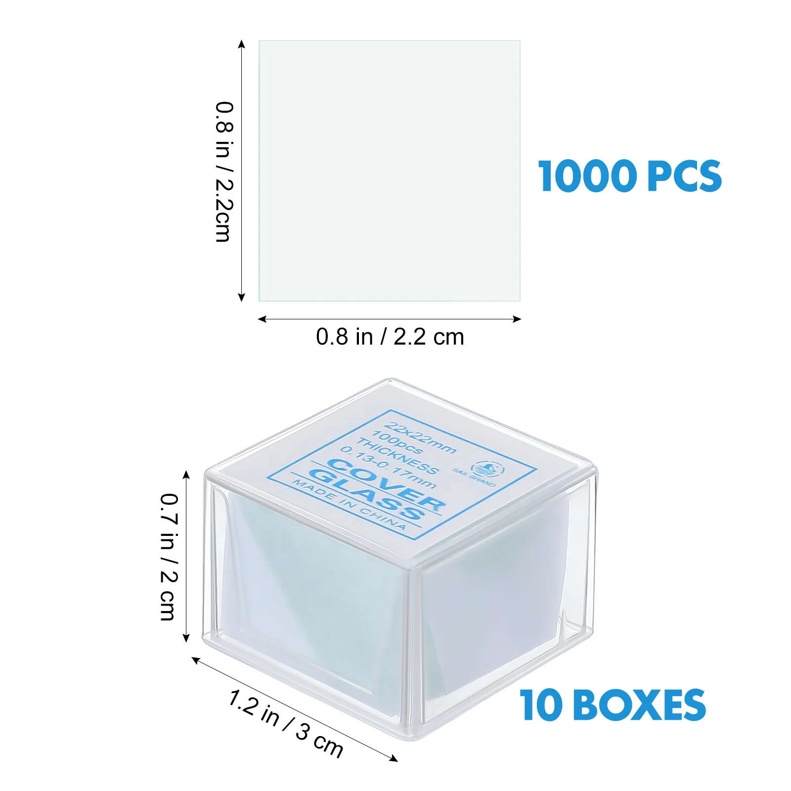1000 Pcs Microscope Slides Cover Slip Blank and Scalp Electronic Glass Slips Covers