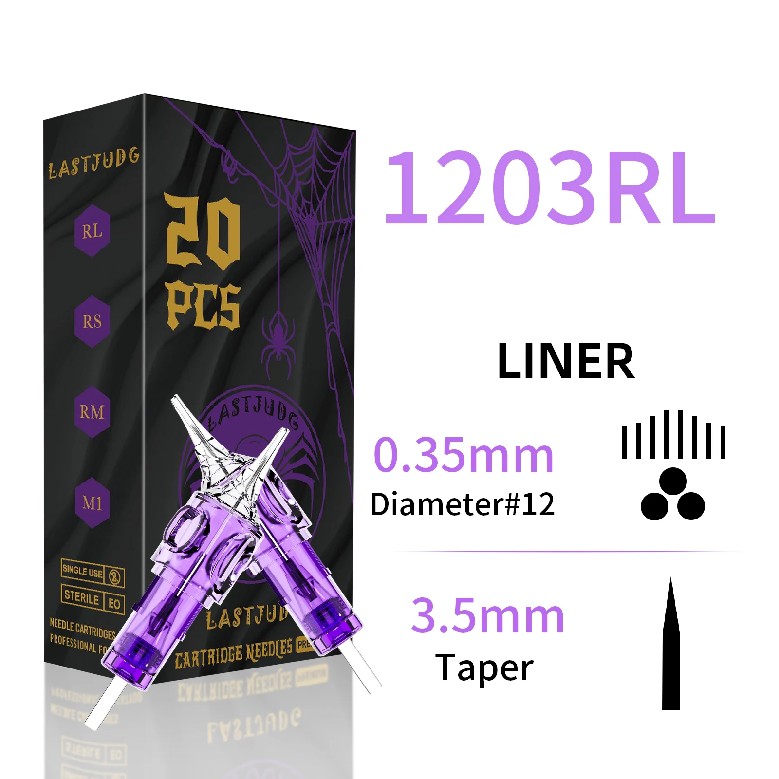 20PCS Tattoo Cartridges LASTJUDG Disposable Tattoo Needles High Quality RL RS M1 RM Permanent Makeup Tattoo Cartridge Needle