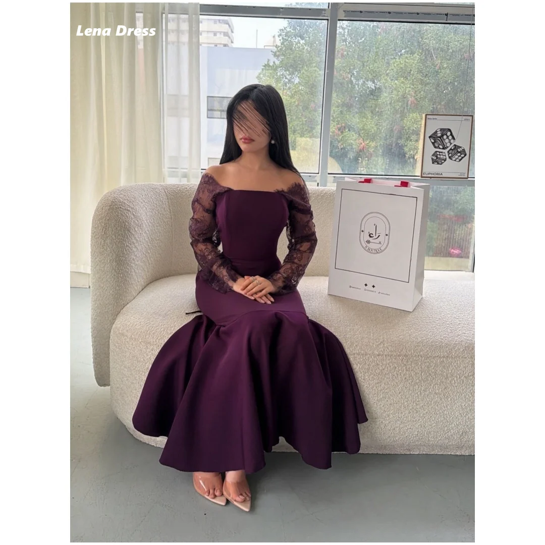 

Lena Purple Elegant Night Dresses for Special Occasions Long Sleeves Elegant Chic Woman Evening Dress Customized Lace Ball Gowns