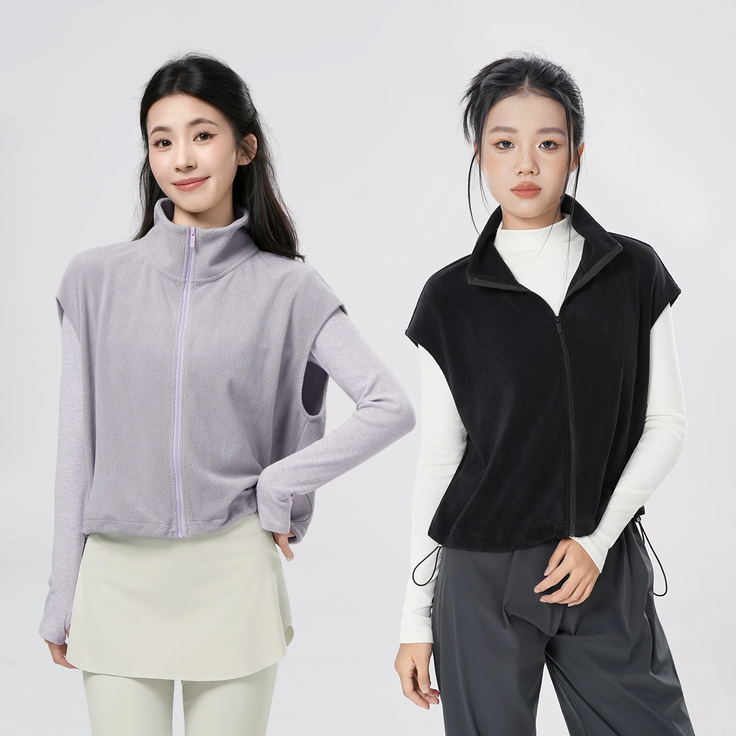 Women Girls Dance Tops Zipper Waistcoat Warm Vest Jacket Athletic Top Polar Fleece Teen Adult Jazz Dance Costume Loose Fit Gilet