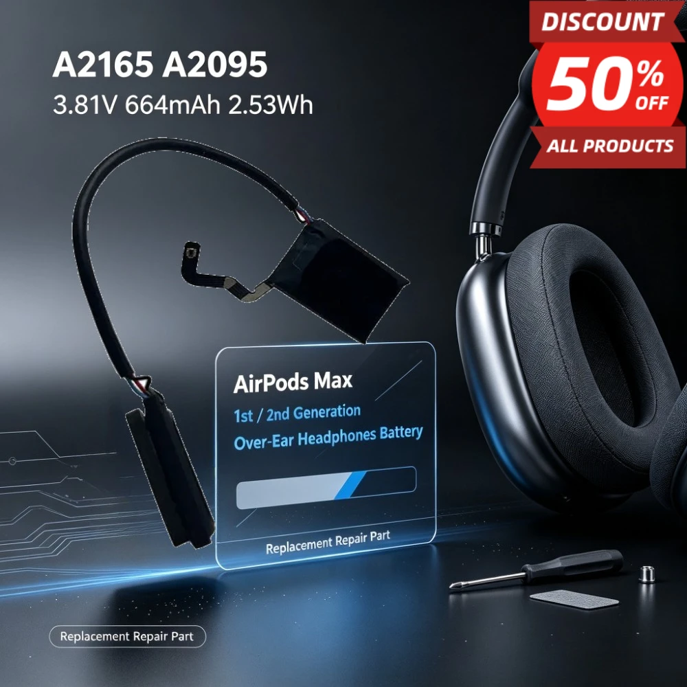 A2165 A2095 3.81V 664mAh 2.53Wh Replacement Li-ion Battery for Apple Air Pods Max 1st 2nd Generation Over-Ear Headphones Battery