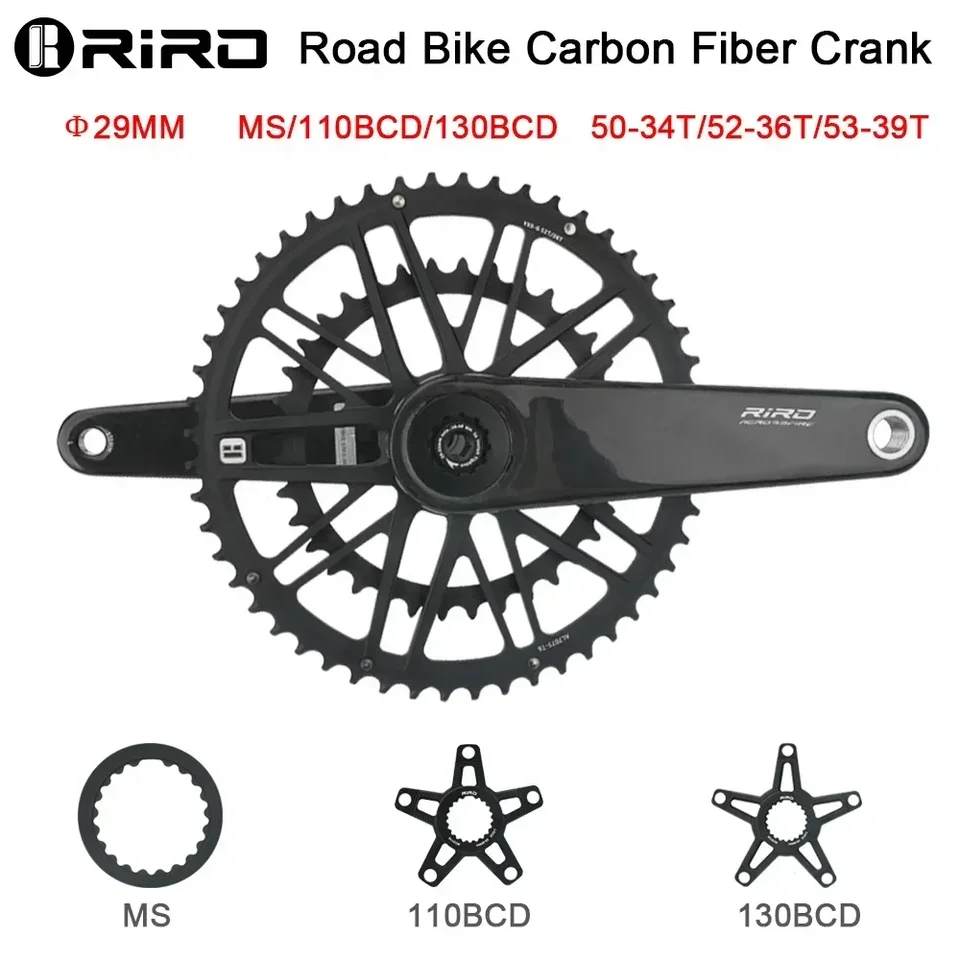 Riro-超軽量カーボンファイバーロードバイククランク,110bcd,130bcd