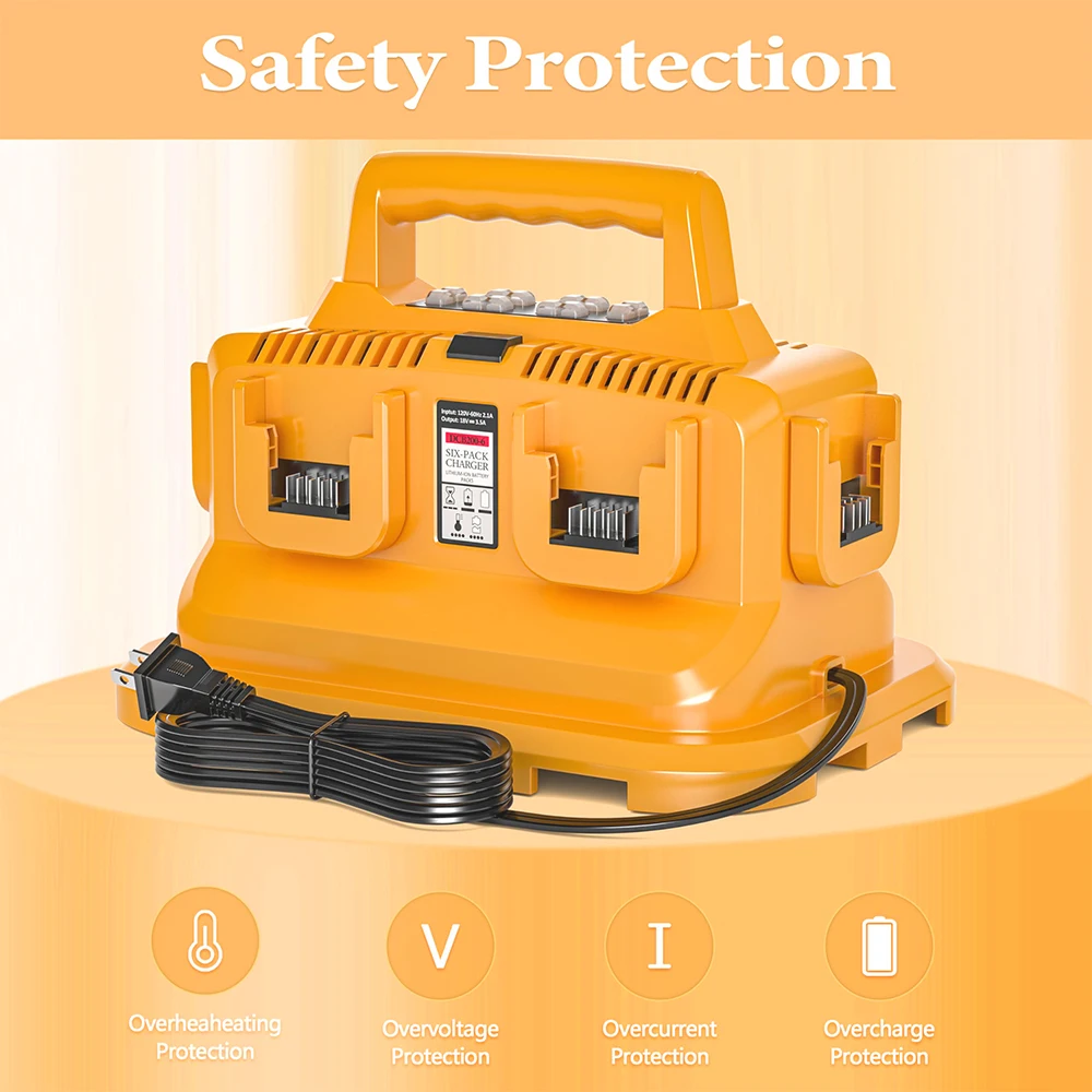 6-Ports Rapid Battery Charger Station,Replacement for Dewalt 20V/60V Battery Charger,Compatible with Dewalt 20V/60V Battery