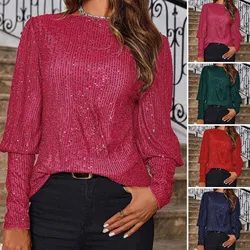 Classic  Women Blouse Skin-friendly O Neck Long Type Pullover All-matched Lightweight Loose Pullover for Work