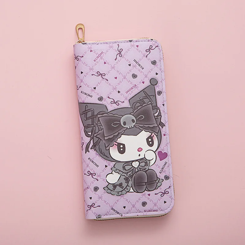 Sanrio Anime Kuromi Long Wallet Student Cartoon Large-capacity Fashion Wallet Zipper Card Bag Clutch Bag Gift