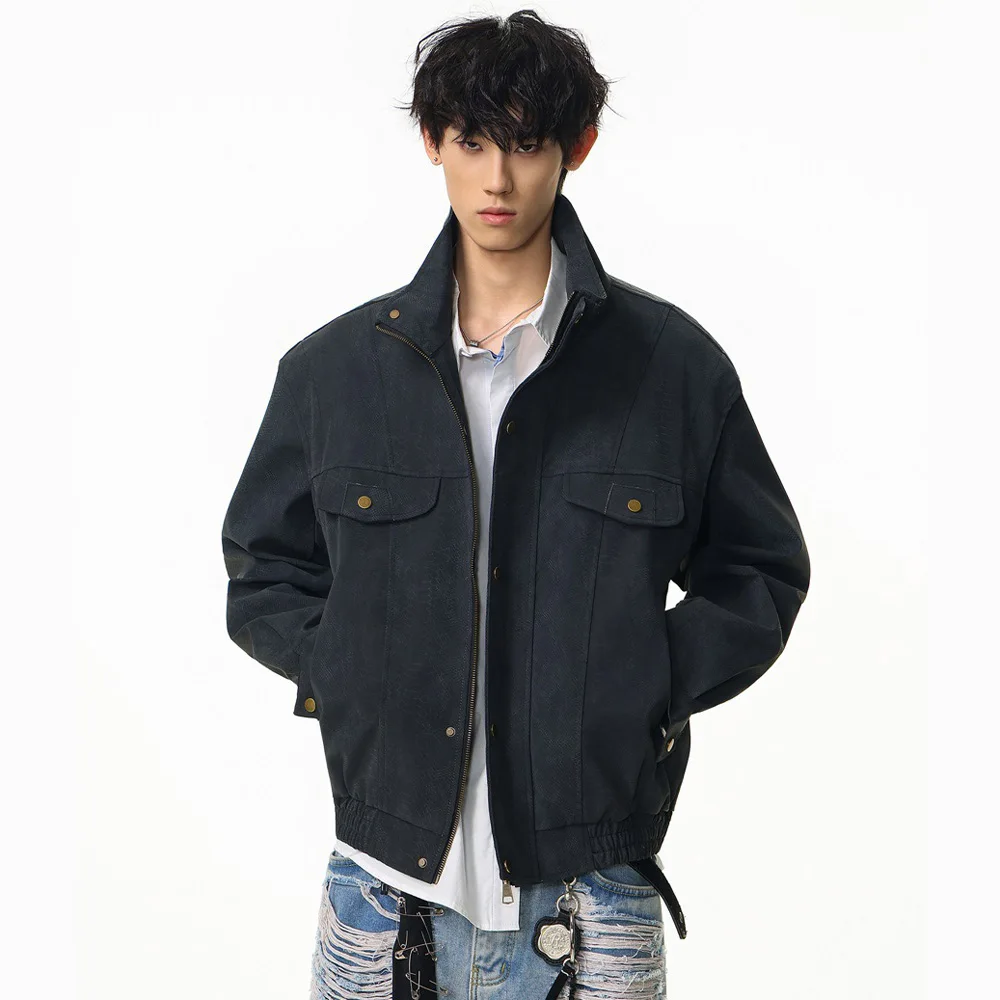 

High Street Vibe Python узор кожаная куртка-бомбер мужская уличная винтажная свободная повседневная куртка-локомотив из искусственной кожи пальто