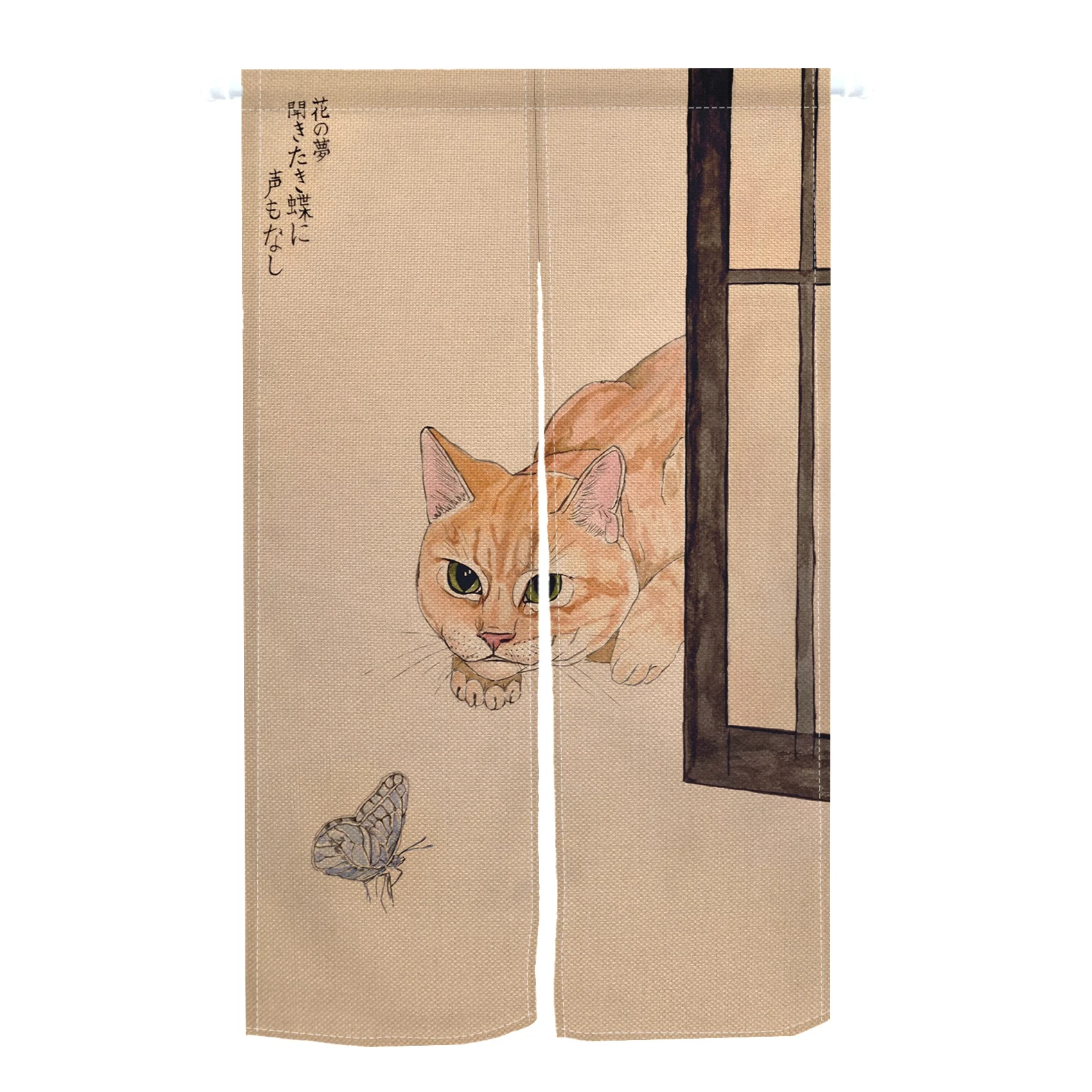 Cartoon Cat Japanese Door Curtain for Kitchen Izakaya Bedroom Entrance Hanging Curtains Privacy Partition Hanging Half-Curtain