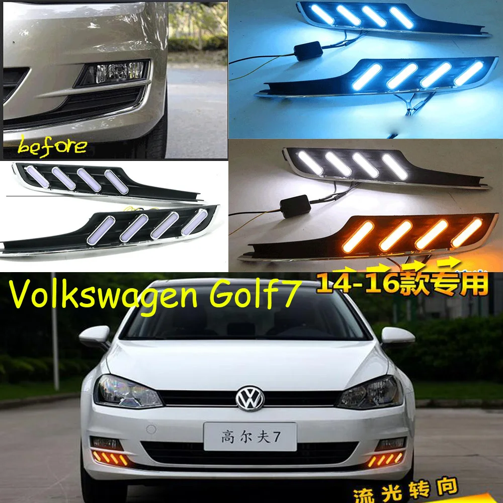 Car Bumper headlight for Golf7 daytime light Golf 7 2014~2016y car accessories LED DRL headlamp for Golf7 fog light