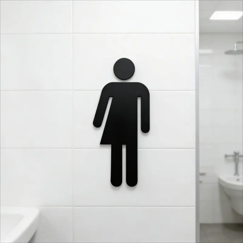 Acrylic 3D Unisex Restroom Sign Self-Adhesive Inclusive Door Decal Bathroom Decor Modern Home Office Wall Hanging Plaque Indoor