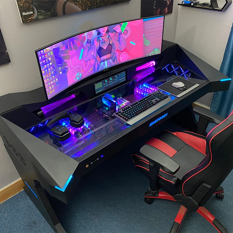 حافظة كبيرة غير منتظمة ومبردة بالماء وشفافة بالكامل، مكتب ألعاب خيال علمي رائع