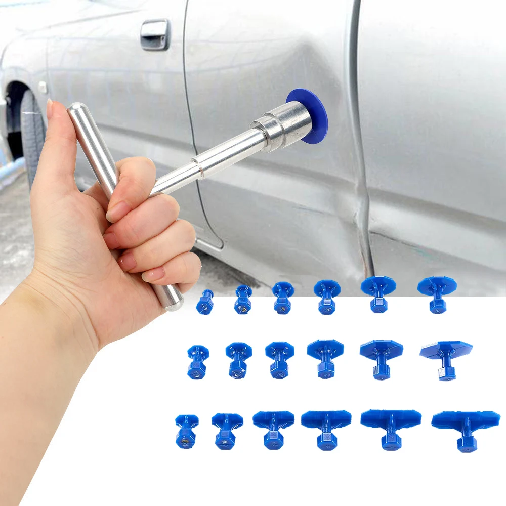 Universal Car Paintless Dent Repair Tools Auto Body T Dent Pulle Removal Repair Kit Removal Slide Hammer Reverse Glue + 18pcs