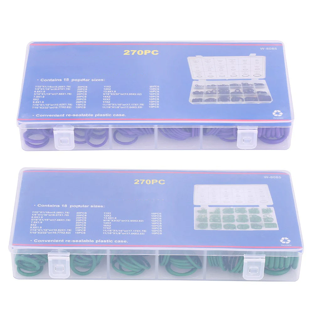 270pcs Assorted Car Air Conditioning Compressor O Ring Seal Gasket Set Rubber Washer Seals