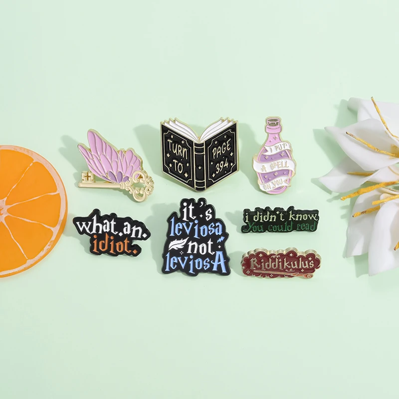 7pcs Butterfly Key Curse Witch Enamel Pins Custom Wizard Brooches Lapel Badges Magic Movie Book Jewelry Gift for Fans Friends