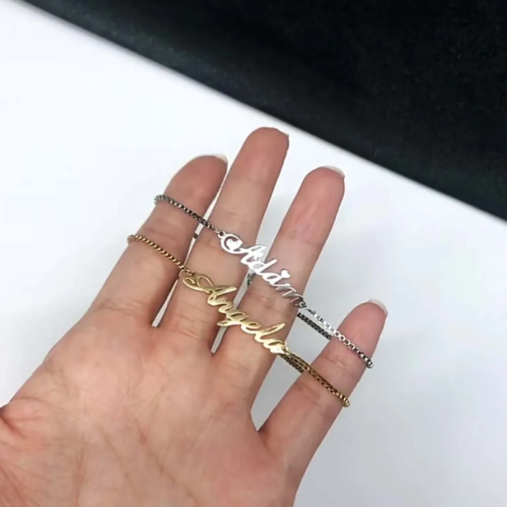 Coppia Bracciale con nome personalizzato Regalo personalizzato per donna Uomo Bambino Bambino Neonata Madre Famiglia Catena di gioielli in acciaio inossidabile