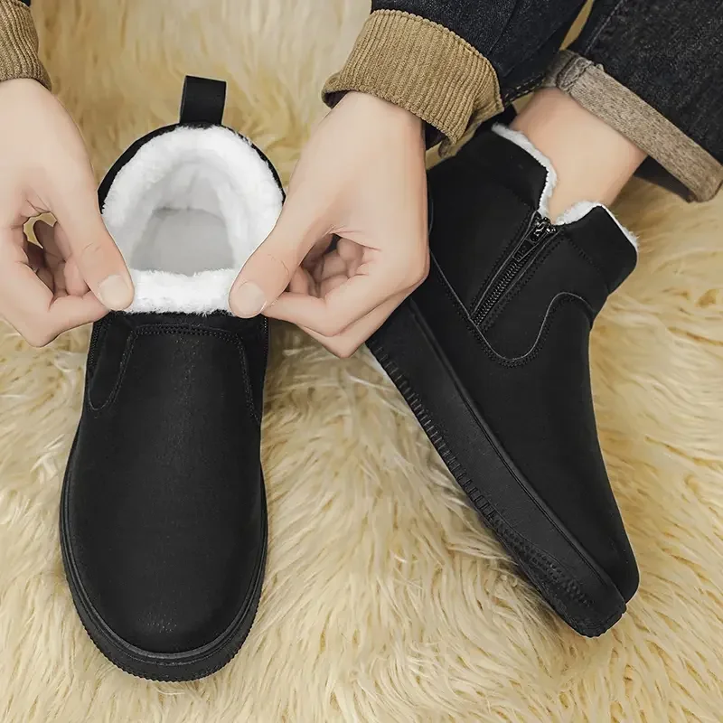 Light Waterproof Cold Warm Shoes Casual Snow Boots Daily Slip on Fleece Lined Boots Comfort Structure Skid Resistant Outsole