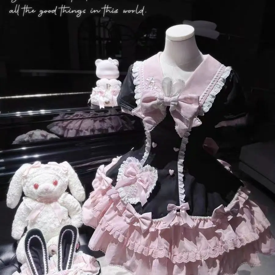

Japan Lolita Skirt Rabbit Op Original Lolita Sweet Navy Collar Dress 2026