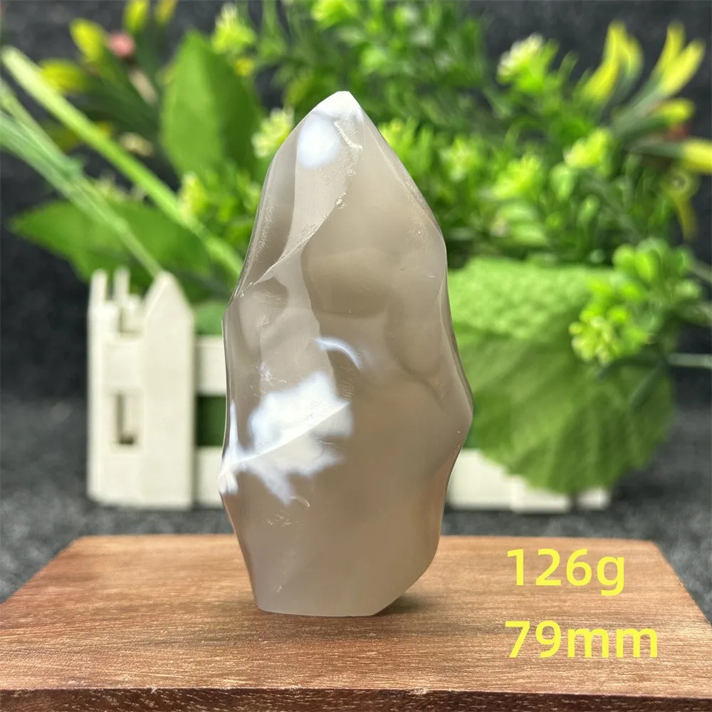 Natural Orca Agate Torch Free Shape Healing Energy Flame Crystal Home Decor Garden Aquarium Holiday Gift