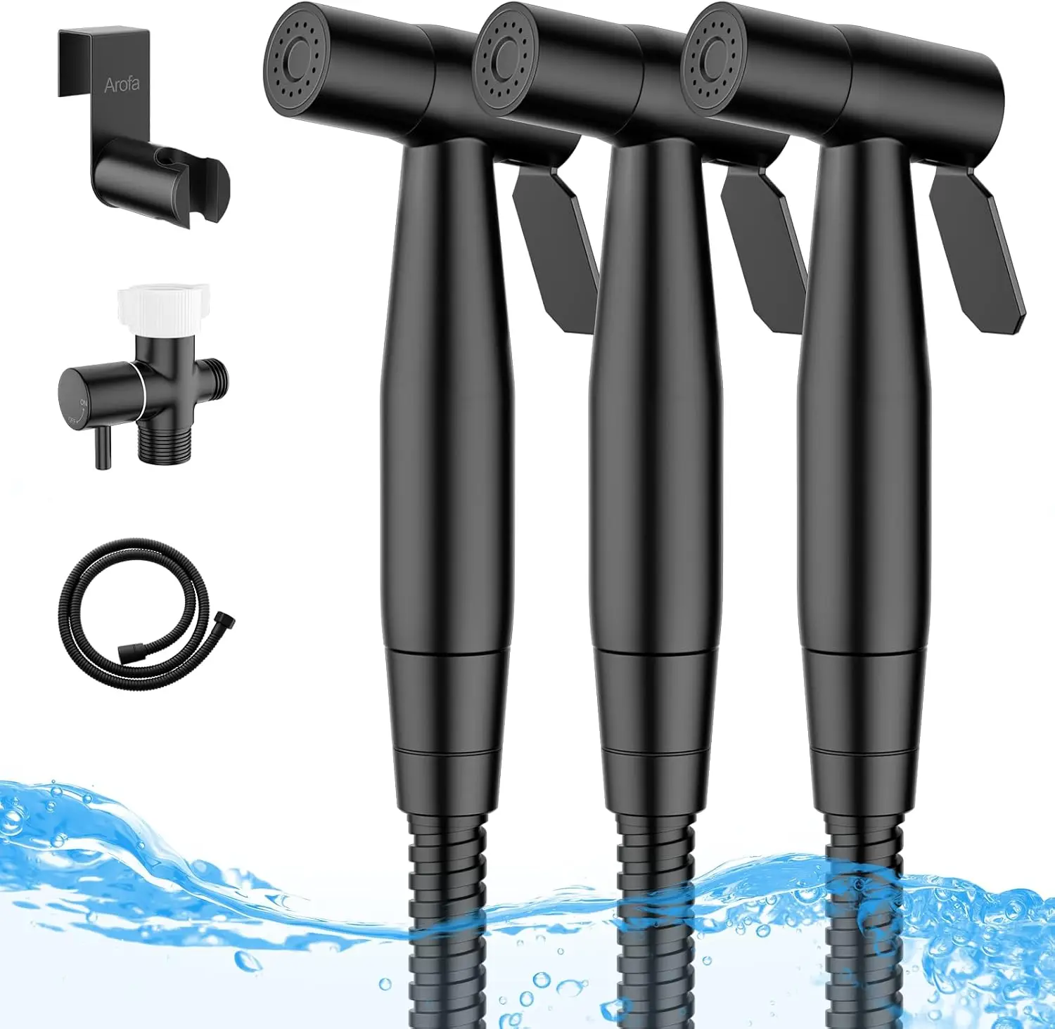 

Black Bidet Sprayer for Toilet, 3 Pack Handheld Jet Sprayer Adjustable Water Pressure Muslim Shower with Bidet Hose